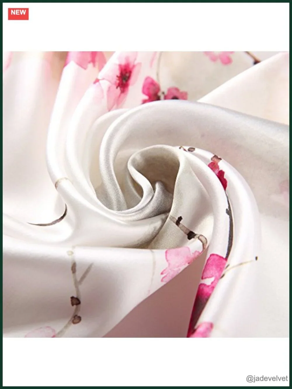 100% Mulberry Silk Floral Print Long Scarf for Women Headwrap Shawl